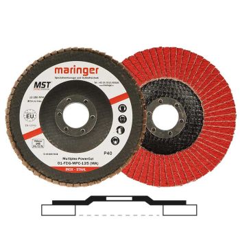Ceramic-Fächerschleifscheibe Ø125 K40 gerade 60LMultiplex-Power-Cut 60 Lamellen