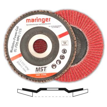 Ceramic-Fächerschleifscheibe Ø115 K40 schrägMultiplex-Power-Cut