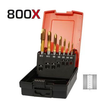 800X Gewindebohrer Set Durchgang M3-M12HSS-E / B / TN2 / DIN 371/376 / 6H
