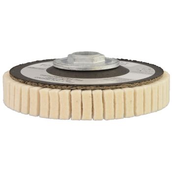 Filzpolierlamellenscheibe 115xM14 5/25 weichauf Glasfaserteller zum Hochglanzpolieren