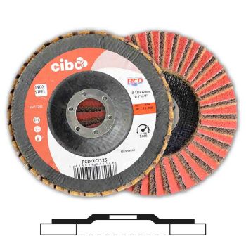 RCD Kombi Fächerschleifscheibe Ø 125 ultra coarseKERAMIK Korn 40 max.10.000 RPM - AKTIONSPREIS