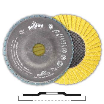 TRIMFIX Hellfire Keramik-Fächerschleifscheibe Ø115Ø 115x22,2mm K40/60 Multikorn Hybrid
