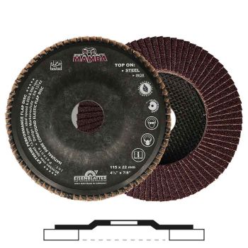 TRIMFIX Black Mamba ZK-Fächerschleifscheibe 5°Ø115Ø 115x22,2mm K40 Abtragbearbeitung