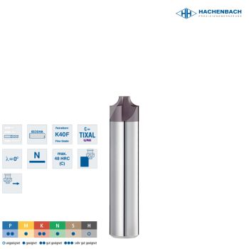VHM Viertelkreisfräser konkav R4,04 Zähne / R4,0 / 8/16x80x16h5 / 6535HA