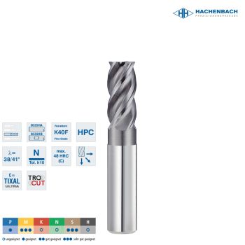 VHM HPC Schaftfräser Vario/InoxØ 104 Zähne / CF0,3 / 10x22x72x10h6, D3/L3=9,7/32