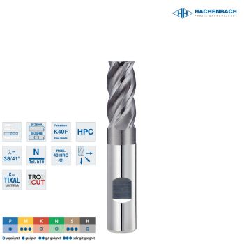 VHM HPC Schaftfräser Vario/InoxØ 84 Zähne / CF0,3 / 8x19x63x8h6, D3/L3=7,7/27