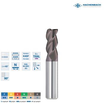 VHM Bohrnutenfräser Ø 83 Zähne / 8x19x63x8h5, D3/L3=7,7/27mm / 6535HA
