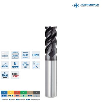 VHM HPC Schaftfräser DC/Inox Ø 84 Zähne / ER0,3 / 8x19x63x8h5, D3/L3=7,7/27