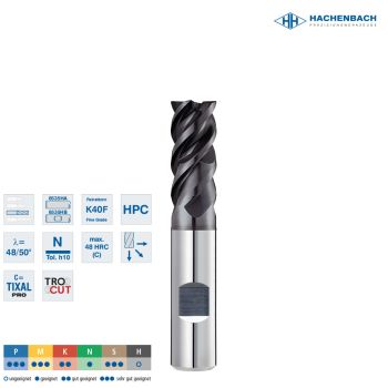 VHM HPC Schaftfräser DC/Inox Ø 84 Zähne / ER0,3 / 8x19x63x8h5, D3/L3=7,7/27