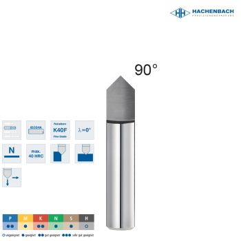 VHM Gravierstichel Ø 8 - 90°90° Spitzenwinkel / 8x7,5x100x8h5 / 6535HA