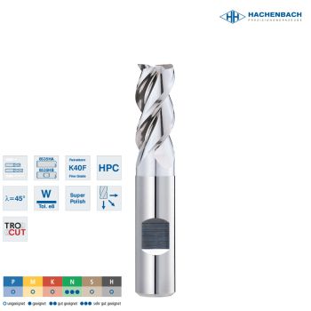 VHM HPC Schaftfräser AluStar Ø 8 short3 Zähne / CF0,10 / 8x9x55x8h6, D3/L3=7,7/17