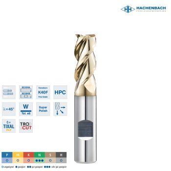 VHM HPC Schaftfräser AluStar Ø 8 short3 Zähne / CF0,10 / 8x9x55x8h6, D3/L3=7,7/17