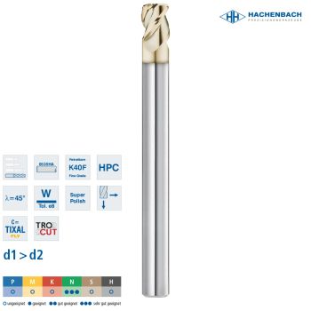 VHM HPC Bohrnutenfräser AluStar RS Ø 73 Zähne / CF0,10 / 7x8x125x6h6 / 6535HA