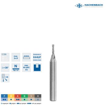 VHM Mikro-Bohrnutenfräser Ø 1,02 Zähne / 1,0x3,0x39x3h6 / 6535HA