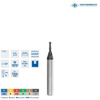 VHM Mikro-Bohrnutenfräser Ø 1,02 Zähne / 1,0x3,0x39x3h6 / 6535HA