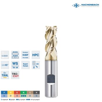VHM Schaftfräser AluStar-SplitCut Ø 83 Zähne / CF0,10 / 8x19x63x8h5, D3/L3=7,7/27