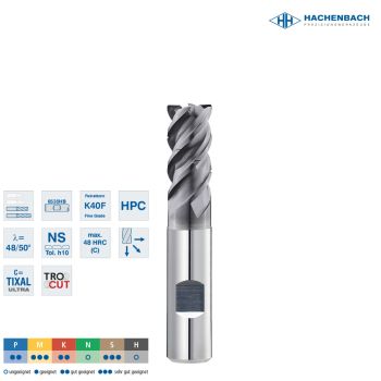 VHM Schaftfräser SpliCut DC Ø 104 Zähne / ER0,5 / 10x22x72x10h6, D3/L3=9,7/32