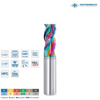 VHM Schaftfräser AluStar DC Ø 83 Zähne / CF0,10 / 8x19x63x8h6, D3/L3=7,7/27