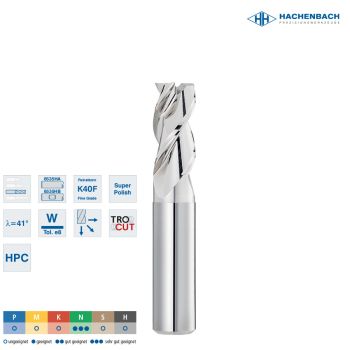 VHM Schaftfräser AluStar DC Ø 83 Zähne / CF0,10 / 8x19x63x8h6, D3/L3=7,7/27