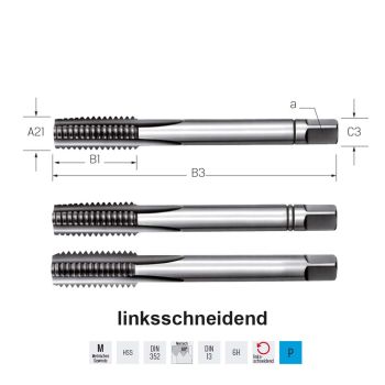 Handgewindeb.-Satz HSS linksDIN  352      M 8 x1,25 PRETEC