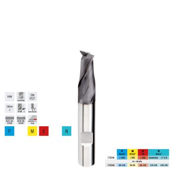Schaftfräser VHM-TiAlN, Schutzfase Ø 1mmDIN6527 UNI 2-lg. PRETEC