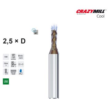 MIKRON CrazyMill Cool P&S Square 2.5 x d1,00mm  - Z3 - Type A