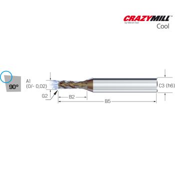 MIKRON CrazyMill Cool P&S Square 2.5 x d1,00mm  - Z3 - Type A