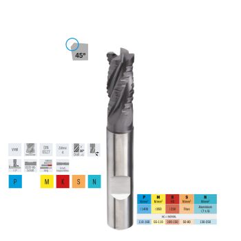 Schruppfräser VHM-TiAlN,NF,m.Fase Ø 6mmDIN6527 UNI 4-lg. PRETEC