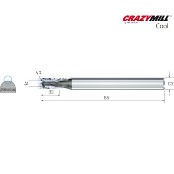 MIKRON CrazyMill Cool Ball 2 x d0,30mm - R 0,15 - Z2 - Type A
