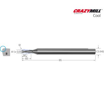 MIKRON CrazyMill Cool Corner radius 3 x d0,30mm - R 0,05 - Z2 - Type B