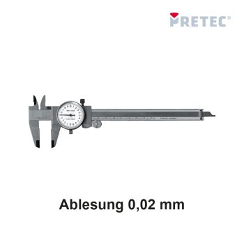 Uhrmessschieber rostfrei150x 40mm, 0,02mm    PRETEC