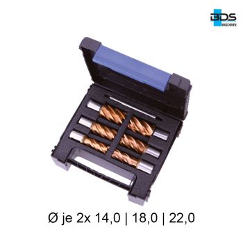Kernbohrer-Set KBK-VP, HSSØ 14/18/22 mm, 7-tlg. Nutzlänge 30 mm