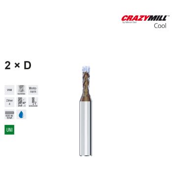 MIKRON CrazyMill Cool Square 2 x d1,00mm  - Z4 - Type A