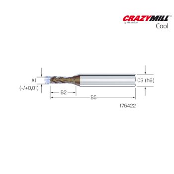 MIKRON CrazyMill Cool Square 2 x d1,00mm  - Z4 - Type A