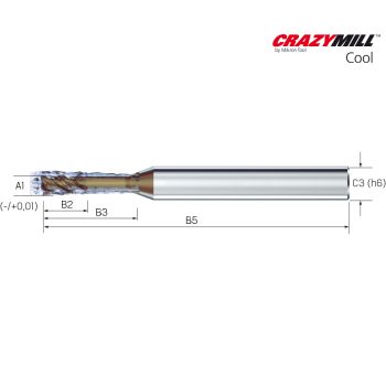 MIKRON CrazyMill Cool Square 5 x d1,00mm  - Z4 - Type C