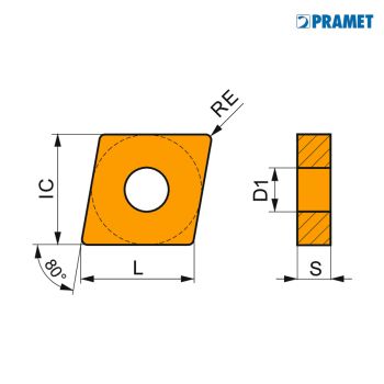 Pramet Wendeplatten CNMG 120408E-R T9325 Bild 1