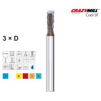MIKRON CrazyMill Cool SF Zylindrisch 3 x d1,00mm - Z5 - Typ M