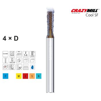 MIKRON CrazyMill Cool SF Zylindrisch 4 x d1,00mm - Z5 - Typ N