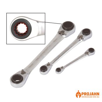 Knarren-Ringschlüssel-Satz4 in 1, 3-teilig SW 8-19 mm