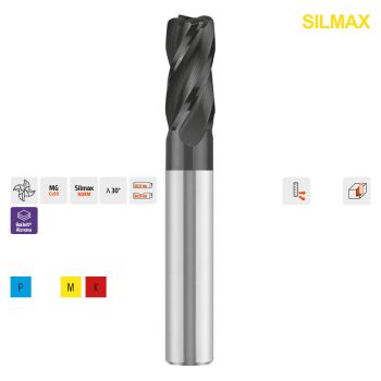 VHM Schaftfräser UNI Typ 856S, Ø 10,0mm CR0,5Z4 / HA-Schaft Ø10mm / L=72mm / l=22mm
